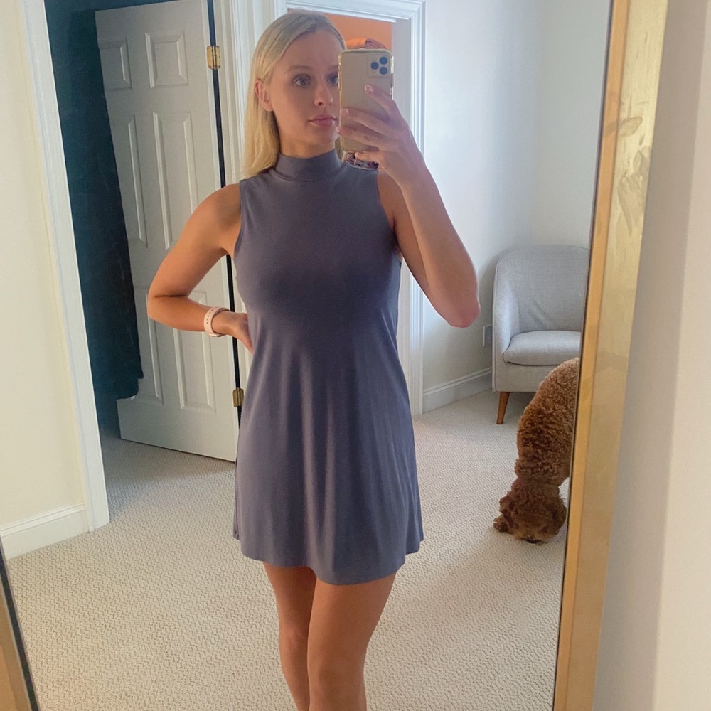 Sleeveless muted blue dress